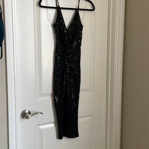 Sequin black midi dress